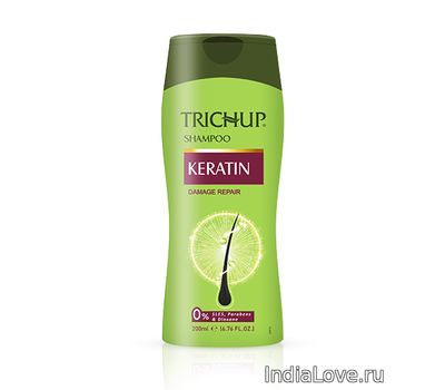 Шампунь c Кератином- восстановление поврежденных волос, Тричуп / Trichup Shampoo KERATIN Damage Repair, Vasu, 400 мл.