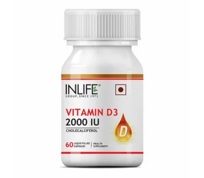 Витамин D3 Инлайф 2000 МЕ / INLIFE Vitamin D3 Cholecalciferol Supplement for Men Women 2000 IU - 60 капсул