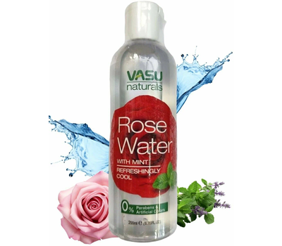 РОЗОВАЯ ВОДА С МЯТОЙ Освежающая и охлаждающая, Васу / ROSE WATER with mint, VASU , 200 мл