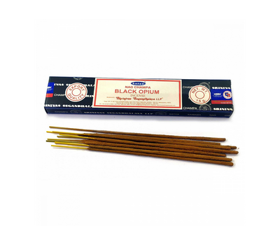 Nag Champa BLACK OPIUM Incense, Satya (Благовония НАГ ЧАМПА ЧЁРНЫЙ ОПИУМ, Сатья), 15 г.