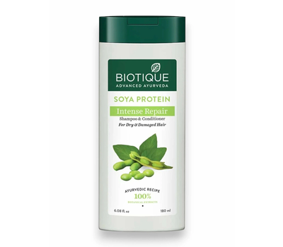 SOYA PROTEIN Shampoo, Biotique (Шампунь-кондиционер СОЕВЫЙ ПРОТЕИН, Интенсивное восстановление для сухих, поврежденных и окрашенных волос, Биотик), 180 мл.
