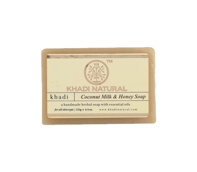 КОКОСОВОЕ МОЛОКО И МЁД Мыло ручной работы с эфирными маслами, Кхади / COCONUT MILK & HONEY SOAP Handmade Soap With Essential Oils, 125 гр.