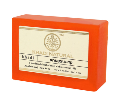 АПЕЛЬСИН Мыло ручной работы с эфирными маслами, Кхади / ORANGE Handmade Herbal Soap With Essential Oils, Khadi, 125 гр.