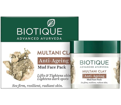 ГЛИНА МУЛТАНИ, Омолаживающая грязевая МАСКА ДЛЯ ЛИЦА, для Всех типов кожи, Биотик, 75 г. / MULTANI CLAY Anti-Ageing Mud Face Pack, Biotique